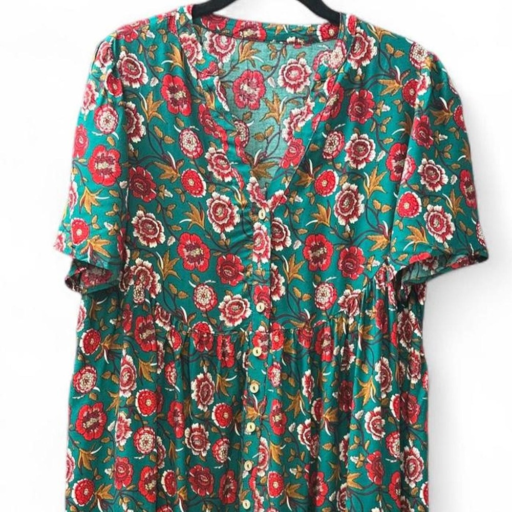 NWT Vibrant Floral Cupshe Boho Babydoll Mini Dress Small - Picture 2 of 6